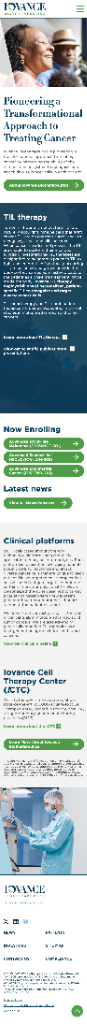 Iovance Pharmaceuticals Website Refresh Mobile Design 1